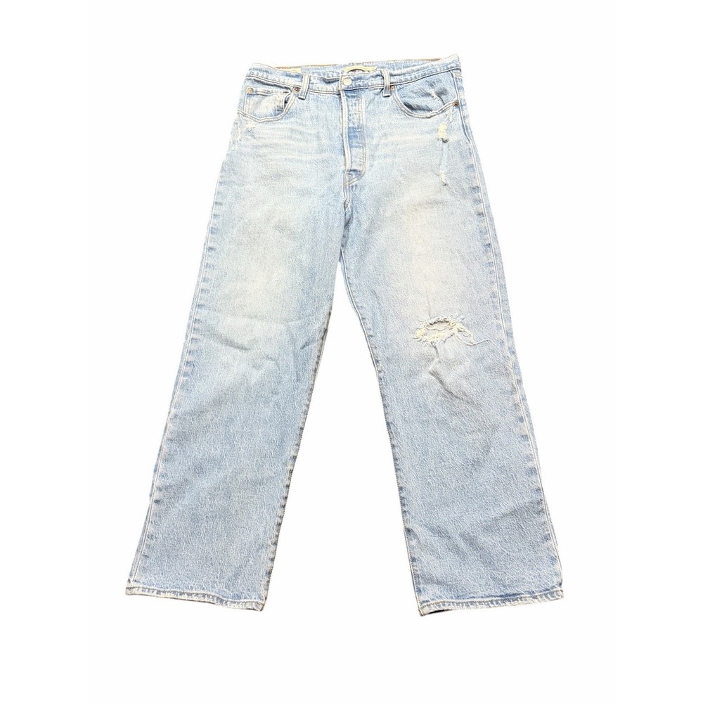 Levis Premium Ribcage Straight Ankle Jeans Womens 32x27 High Rise Light Wash
